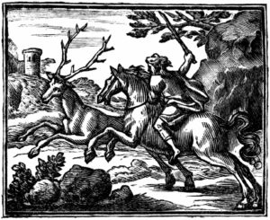 Le Cheval s'Étant Voulu Venger du Cerf de Jean de La Fontaine dans Les Fables - Illustration de François Chauveau - 1688