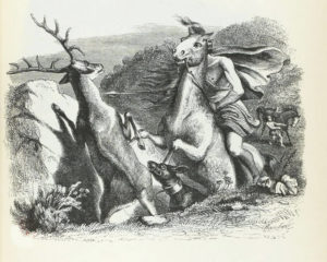 Le Cheval s'Étant Voulu Venger du Cerf de Jean de La Fontaine dans Les Fables - Illustration de Grandville - 1840