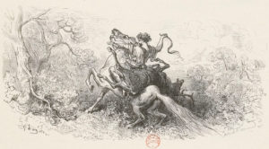 Le Cheval s'Étant Voulu Venger du Cerf de Jean de La Fontaine dans Les Fables - Illustration de Gustave Doré - 1876