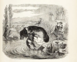 Le Chien Qui Lâche Sa Proie Pour l'Ombre de Jean de La Fontaine dans Les Fables - Illustration de Grandville - 1840