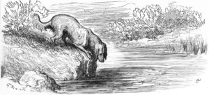 Le Chien Qui Lâche Sa Proie Pour l'Ombre de Jean de La Fontaine dans Les Fables - Illustration de Gustave Doré - 1876