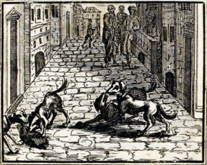 Le Chien qui Porte à Son Cou Le Dîné de Son Maître de Jean de La Fontaine dans Les Fables - Illustration de François Chauveau - 1688