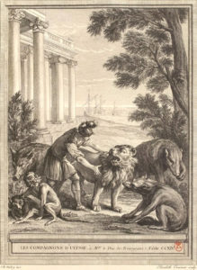 Les Compagnons d'Ulysse de Jean de La Fontaine dans Les Fables - Gravure par Catherine Élisabeth Lempereur d'après un dessin de Jean-Baptiste Oudry - 1759