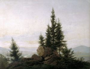 Les Sapins de Guillaume Apollinaire dans Alcools - Peinture de Caspar David Friedrich - Vue de la vallée de l'Elbe - 1807