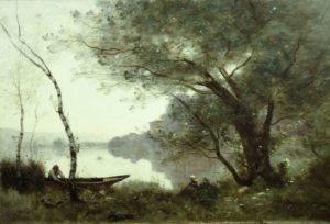 Nuit Rhénane de Guillaume Apollinaire dans Alcools - Peinture de Jean-Baptiste Camille Corot - Le batelier de Mortefontaine - 1870