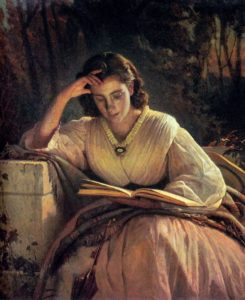 Paroles dans l'Ombre de Victor Hugo dans Les Contemplations - Peinture de Ivan Kramskoy - Sophia Kramskaya lisant - 1869