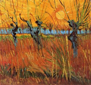 Unité de Victor Hugo dans Les Contemplations - Peinture de Vincent van Gogh - Saules au soleil couchant - 1888