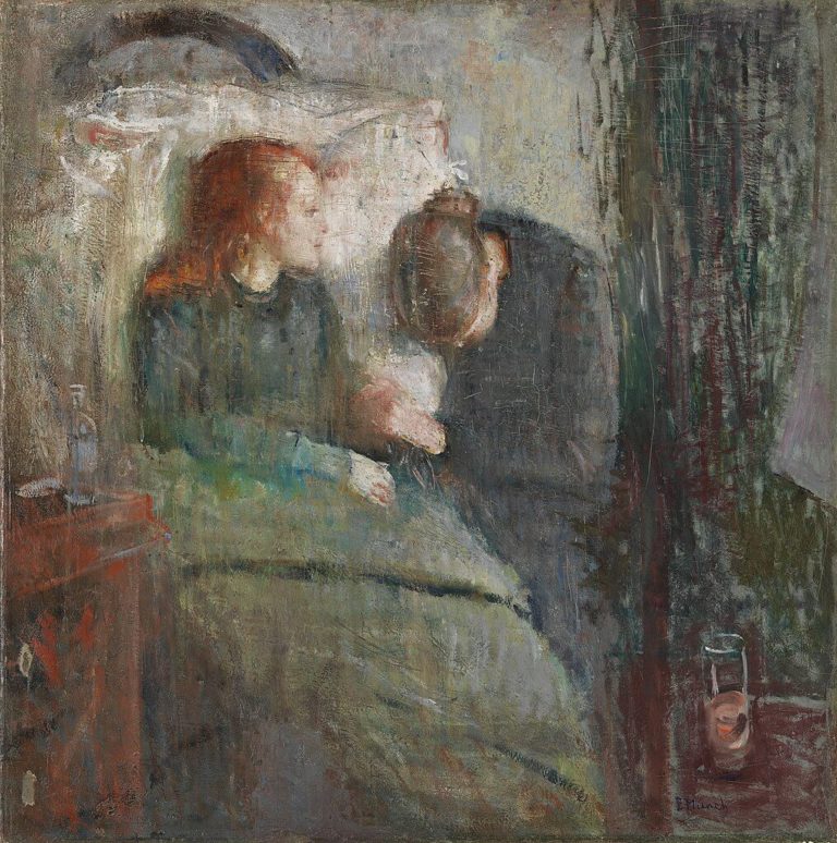 À La Mère de l'Enfant Mort de Victor Hugo dans Les Contemplations - Peinture de Edvard Munch - L'enfant malade - 1886