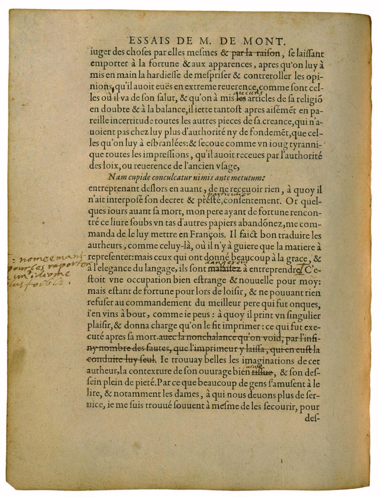 Apologie de Raimond Sebond de Michel de Montaigne - Essais - Livre 2 Chapitre 12 - Édition de Bordeaux - 003
