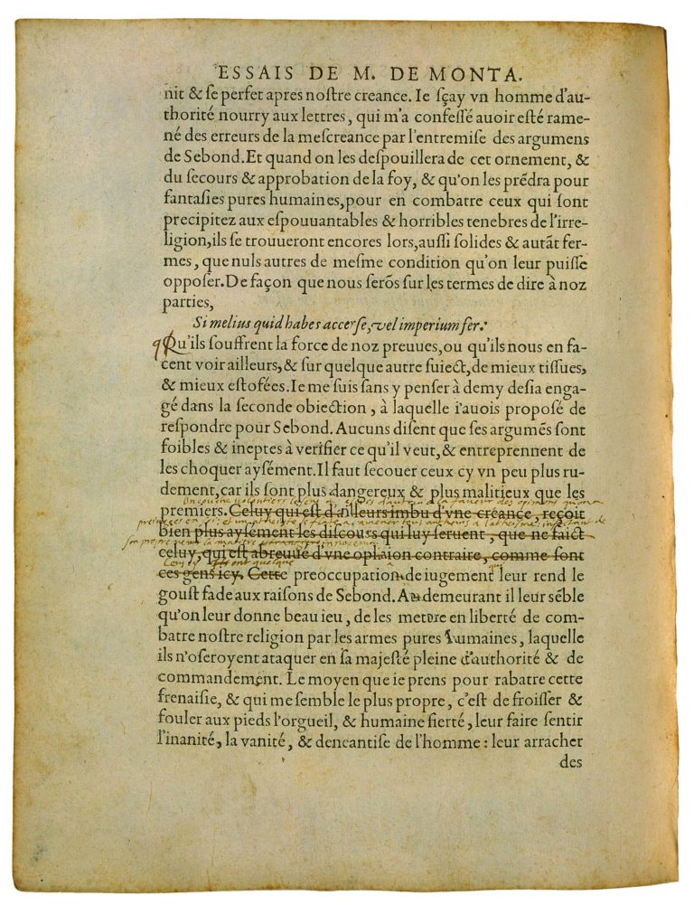 Apologie de Raimond Sebond de Michel de Montaigne - Essais - Livre 2 Chapitre 12 - Édition de Bordeaux - 011