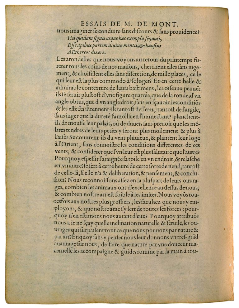 Apologie de Raimond Sebond de Michel de Montaigne - Essais - Livre 2 Chapitre 12 - Édition de Bordeaux - 017