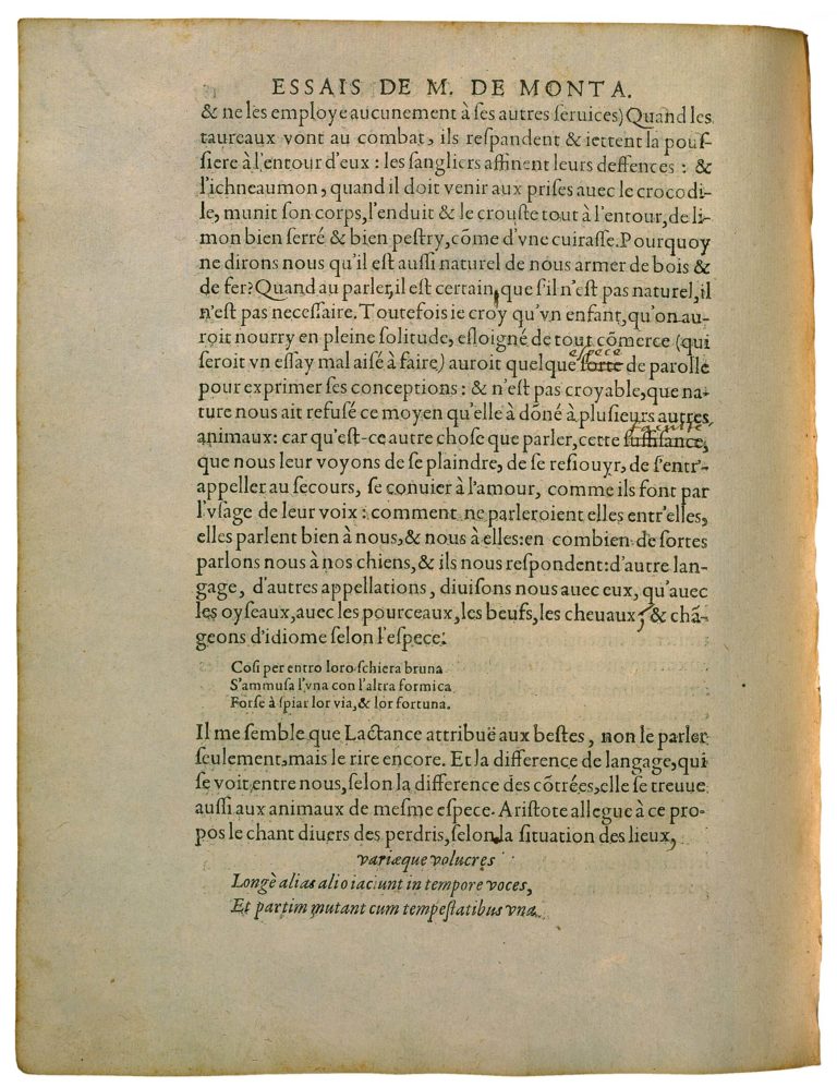 Apologie de Raimond Sebond de Michel de Montaigne - Essais - Livre 2 Chapitre 12 - Édition de Bordeaux - 021