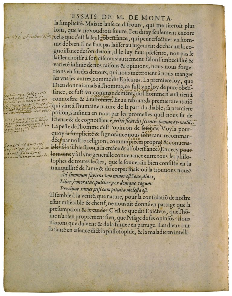 Apologie de Raimond Sebond de Michel de Montaigne - Essais - Livre 2 Chapitre 12 - Édition de Bordeaux - 057