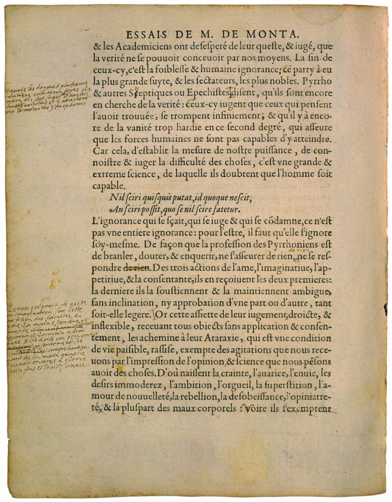 Apologie de Raimond Sebond de Michel de Montaigne - Essais - Livre 2 Chapitre 12 - Édition de Bordeaux - 071