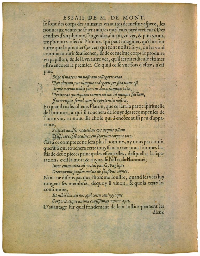 Apologie de Raimond Sebond de Michel de Montaigne - Essais - Livre 2 Chapitre 12 - Édition de Bordeaux - 083