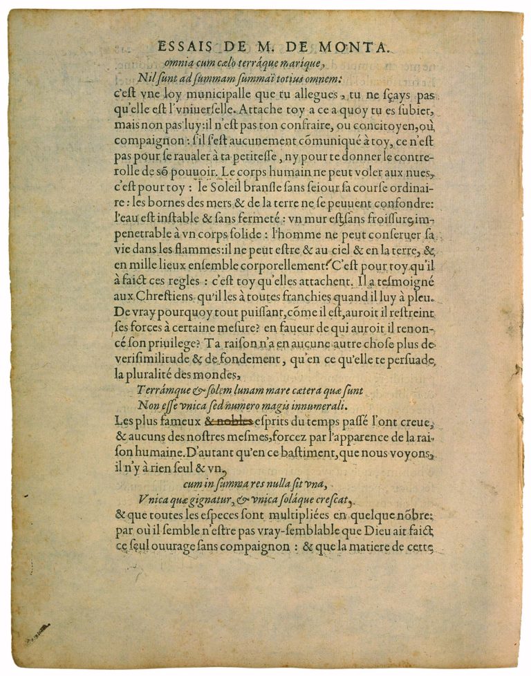 Apologie de Raimond Sebond de Michel de Montaigne - Essais - Livre 2 Chapitre 12 - Édition de Bordeaux - 087