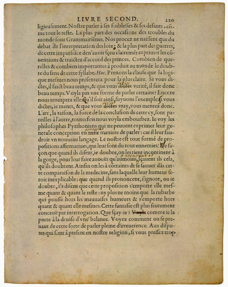 Apologie de Raimond Sebond de Michel de Montaigne - Essais - Livre 2 Chapitre 12 - Édition de Bordeaux - 090