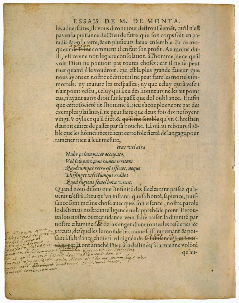 Apologie de Raimond Sebond de Michel de Montaigne - Essais - Livre 2 Chapitre 12 - Édition de Bordeaux - 091