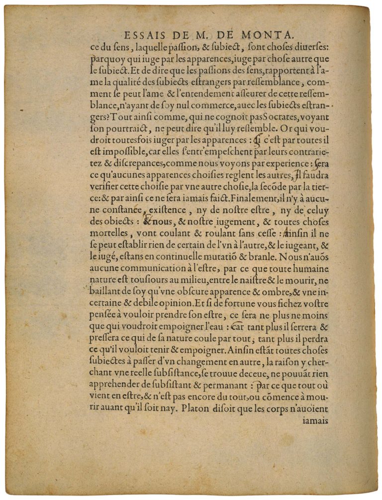 Apologie de Raimond Sebond de Michel de Montaigne - Essais - Livre 2 Chapitre 12 - Édition de Bordeaux - 163