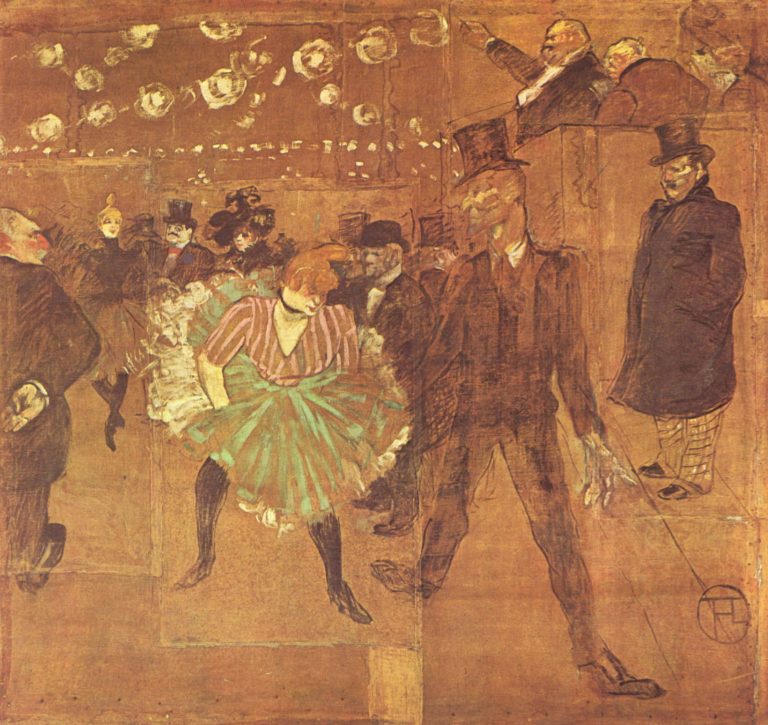 Baraques de La Foire de Victor Hugo dans Les Contemplations - Peinture de Henri de Toulouse-Lautrec - Baraque de La Goulue à la Foire du Trône, La danse au Moulin Rouge - 1895