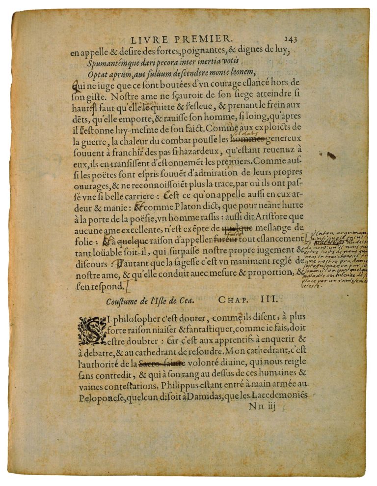 Coustume de l’Isle de Cea. de Michel de Montaigne - Essais - Livre 2 Chapitre 3 - Édition de Bordeaux - 001