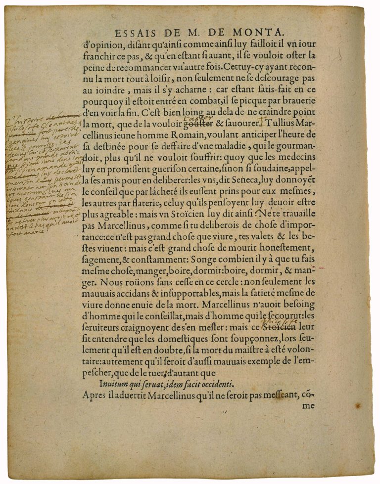 De Juger de La Mort d’Autruy de Michel de Montaigne - Essais - Livre 2 Chapitre 13 - Édition de Bordeaux - 005