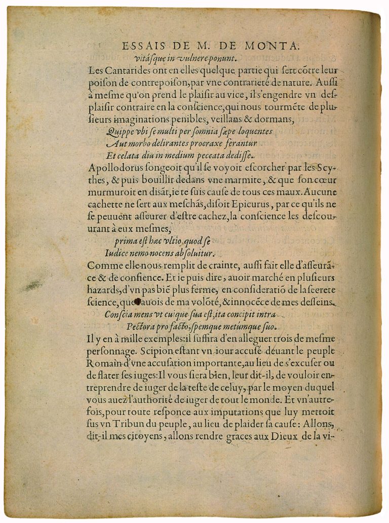 De La Conscience de Michel de Montaigne - Essais - Livre 2 Chapitre 5 - Édition de Bordeaux - 003