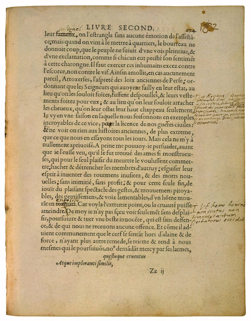 De La Cruauté de Michel de Montaigne - Essais - Livre 2 Chapitre 11 - Édition de Bordeaux - 012