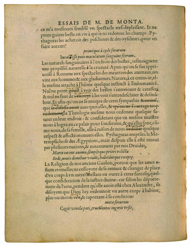 De La Cruauté de Michel de Montaigne - Essais - Livre 2 Chapitre 11 - Édition de Bordeaux - 013