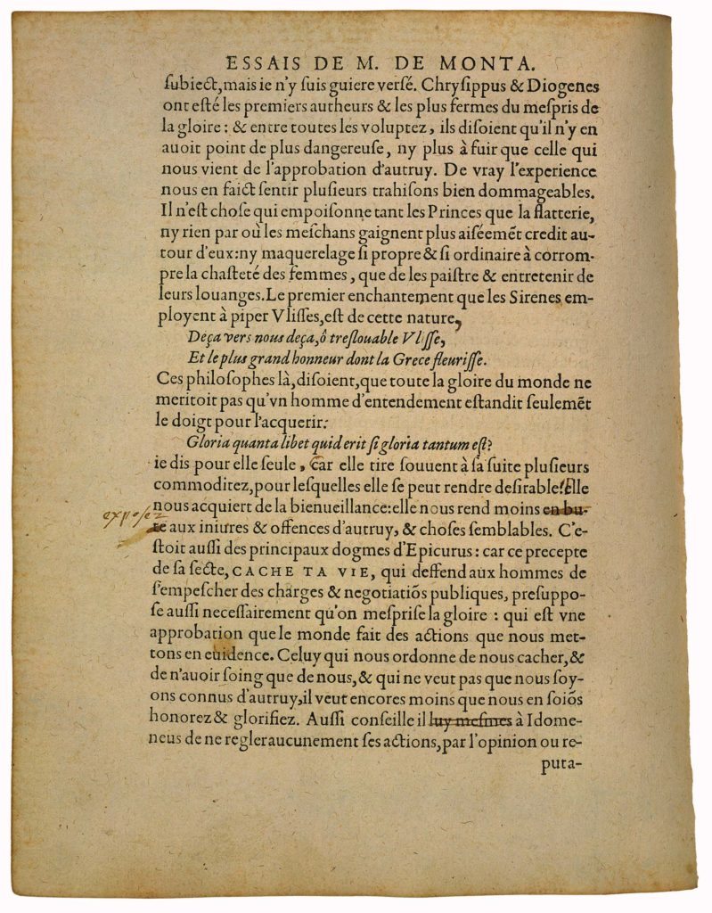 De La Gloire de Michel de Montaigne - Essais - Livre 2 Chapitre 16 - Édition de Bordeaux - 002