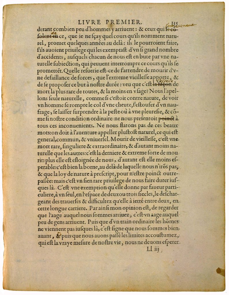 De l’Aage de Michel de Montaigne - Essais - Livre 1 Chapitre 57 - Édition de Bordeaux - 002