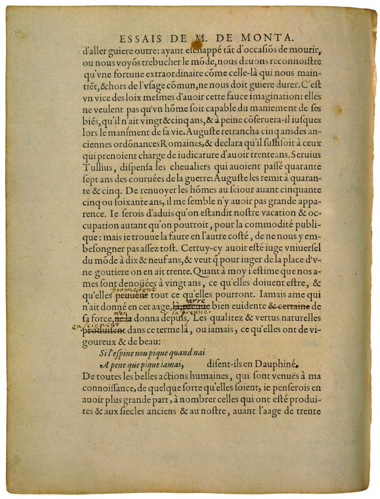 De l’Aage de Michel de Montaigne - Essais - Livre 1 Chapitre 57 - Édition de Bordeaux - 003