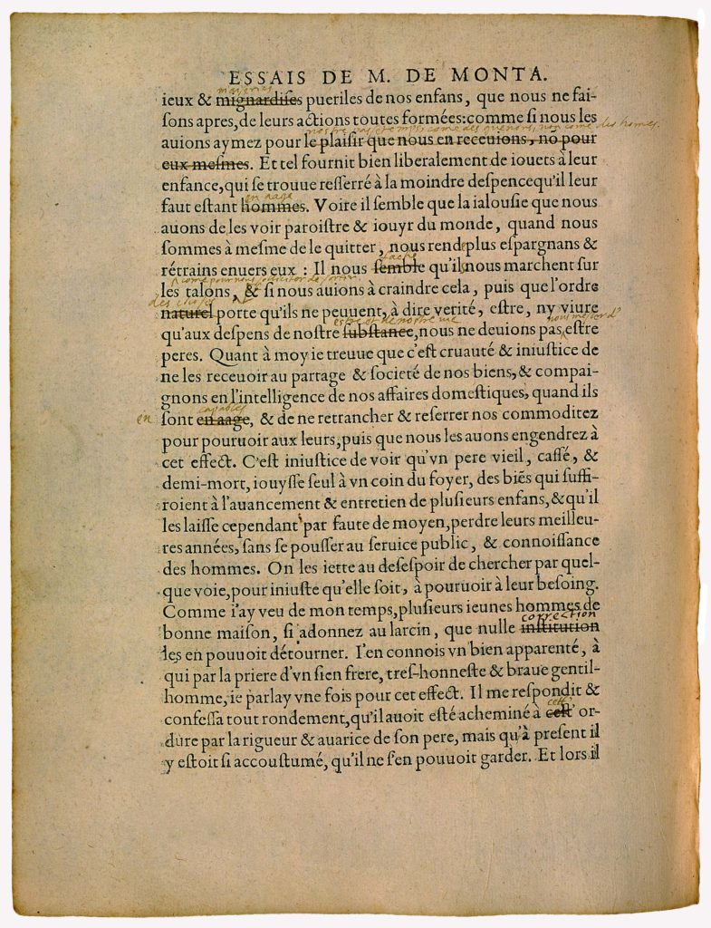 De l’Affection des Pères aux Enfants de Michel de Montaigne - Essais - Livre 2 Chapitre 8 - Édition de Bordeaux - 004