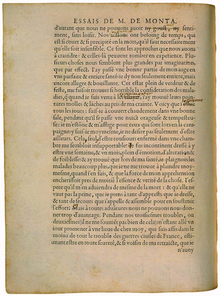 De l’Exercitation de Michel de Montaigne - Essais - Livre 2 Chapitre 6 - Édition de Bordeaux - 003