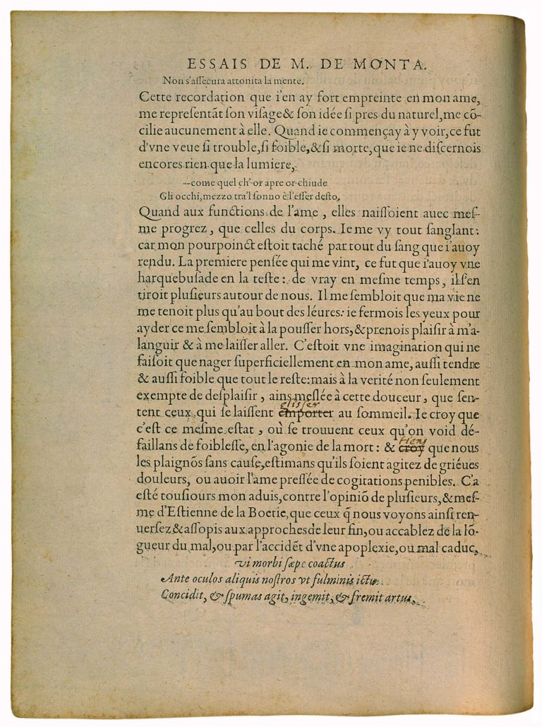 De l’Exercitation de Michel de Montaigne - Essais - Livre 2 Chapitre 6 - Édition de Bordeaux - 005