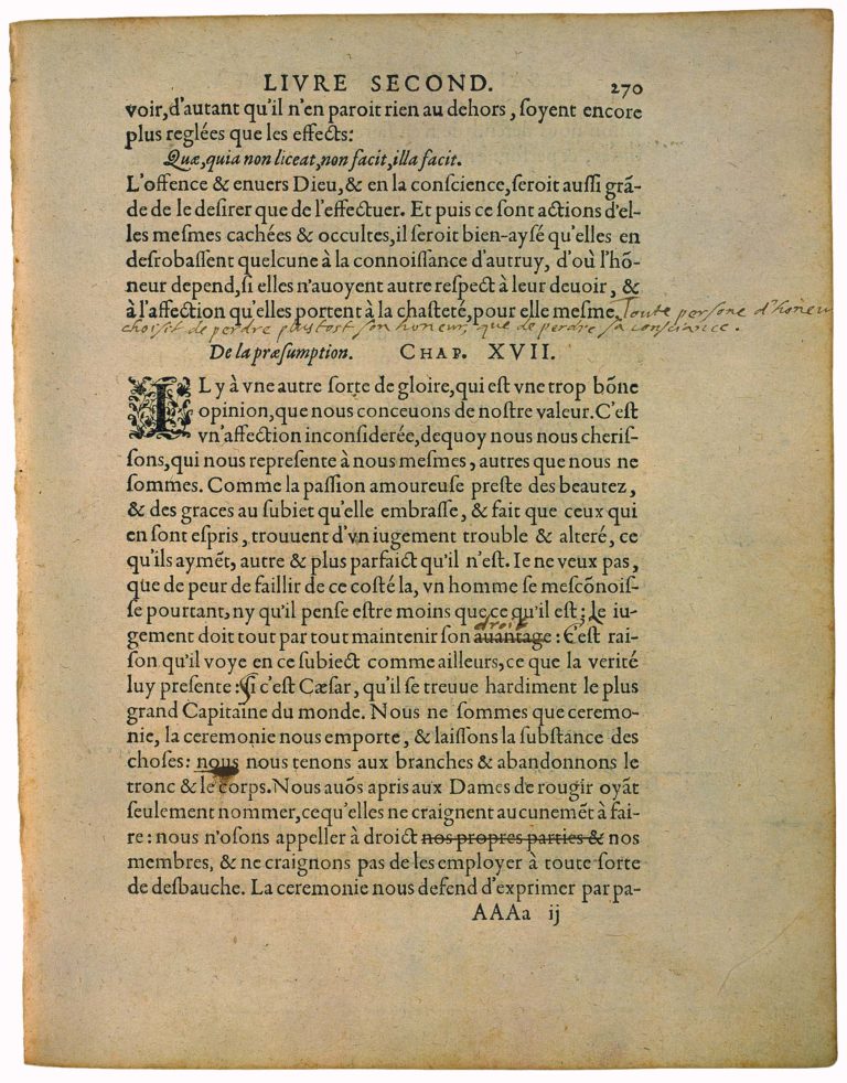 De la Præsumption de Michel de Montaigne - Essais - Livre 2 Chapitre 17 - Édition de Bordeaux - 001