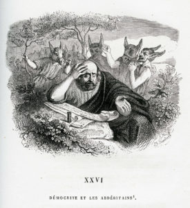 Démocrite et Les Abdéritains de Jean de La Fontaine dans Les Fables - Illustration de Grandville - 1840