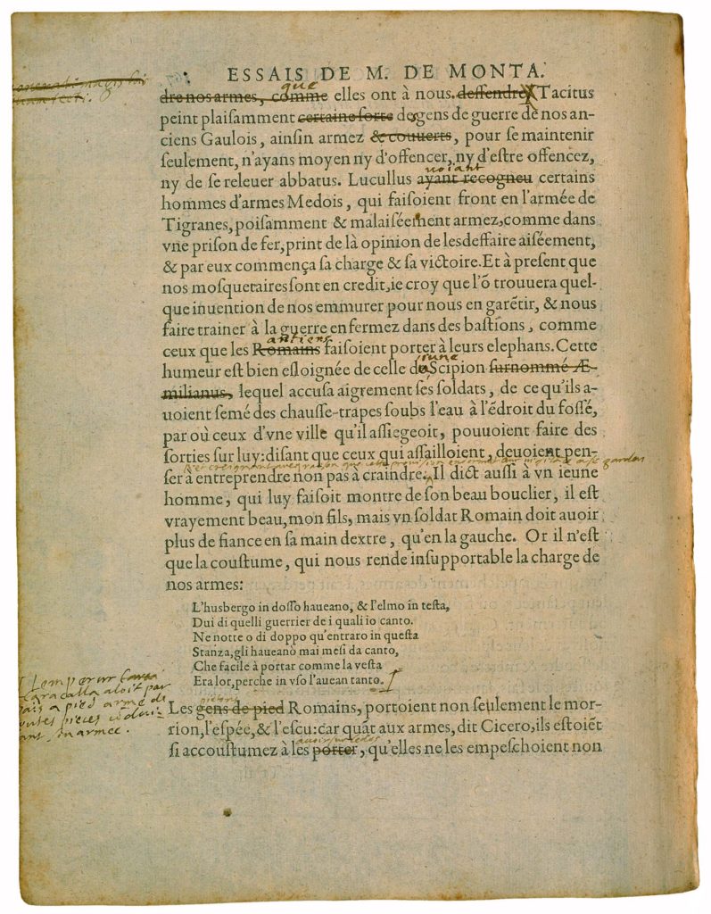 Des Armes des Parthes de Michel de Montaigne - Essais - Livre 2 Chapitre 9 - Édition de Bordeaux - 002