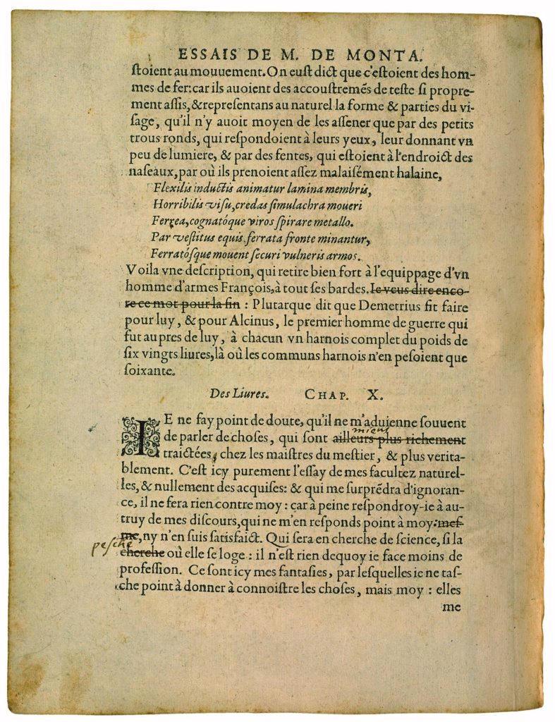 Des Armes des Parthes de Michel de Montaigne - Essais - Livre 2 Chapitre 9 - Édition de Bordeaux - 004