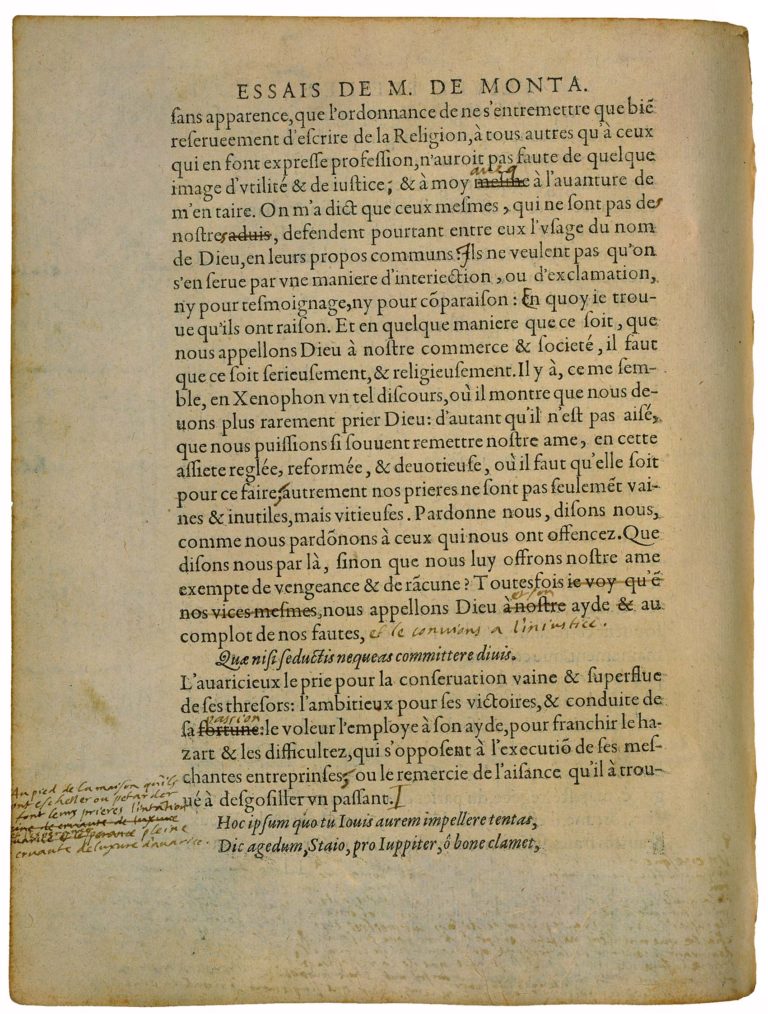 Des Prières de Michel de Montaigne - Essais - Livre 1 Chapitre 56 - Édition de Bordeaux - 005