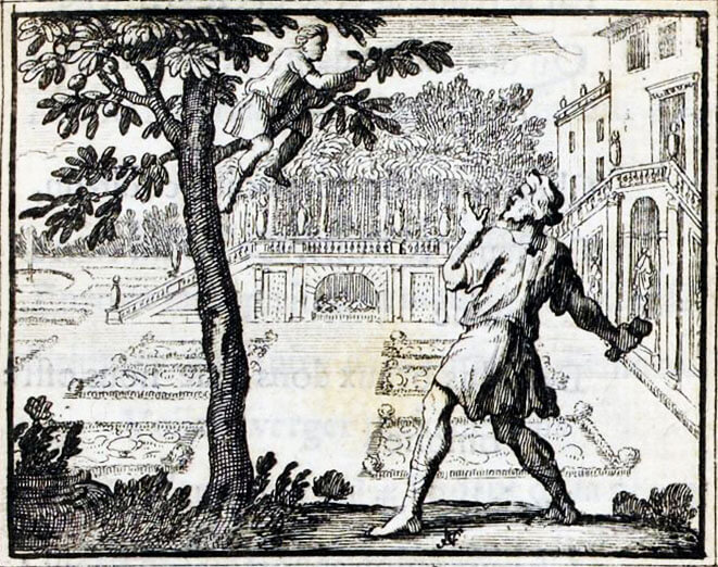L'Écolier, Le Pédant et Le Maître d'Un Jardin de Jean de La Fontaine dans Les Fables - Illustration de François Chauveau - 1688