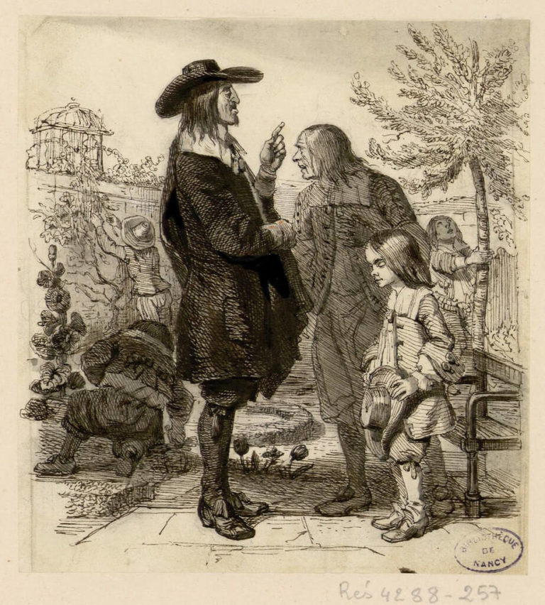 L'Écolier, Le Pédant et Le Maître d'Un Jardin de Jean de La Fontaine dans Les Fables - Illustration de Grandville - 1840