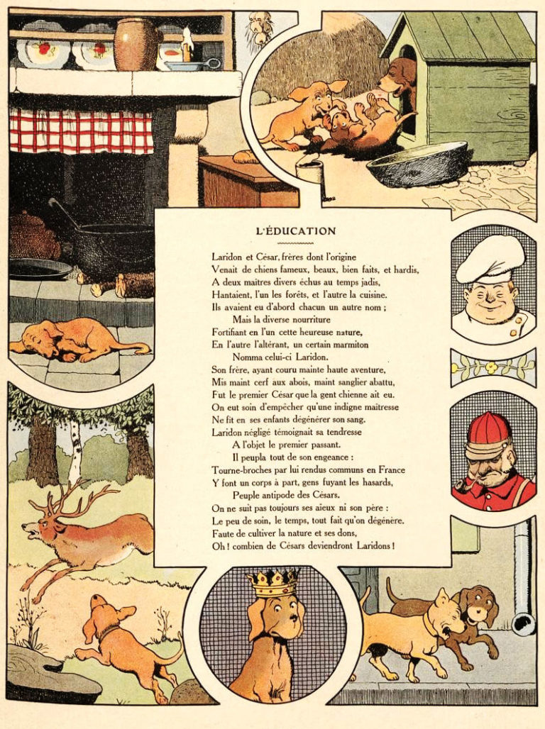 L'Éducation de Jean de La Fontaine dans Les Fables - Illustration de Benjamin Rabier - 1906