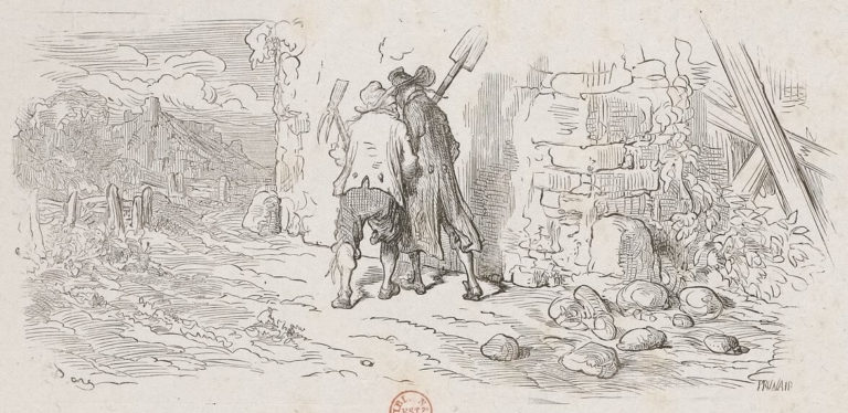L'Enfouisseur et Son Compère de Jean de La Fontaine dans Les Fables - Illustration de Gustave Doré - 1876
