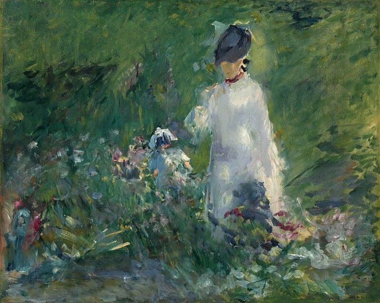 La Clarté du Dehors... de Victor Hugo dans Les Contemplations - Peinture de Édouard Manet - Jeune femme parmis les fleurs - 1879
