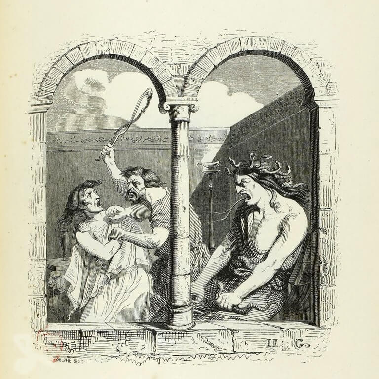 La Discorde de Jean de La Fontaine dans Les Fables - Illustration de Grandville - 1840