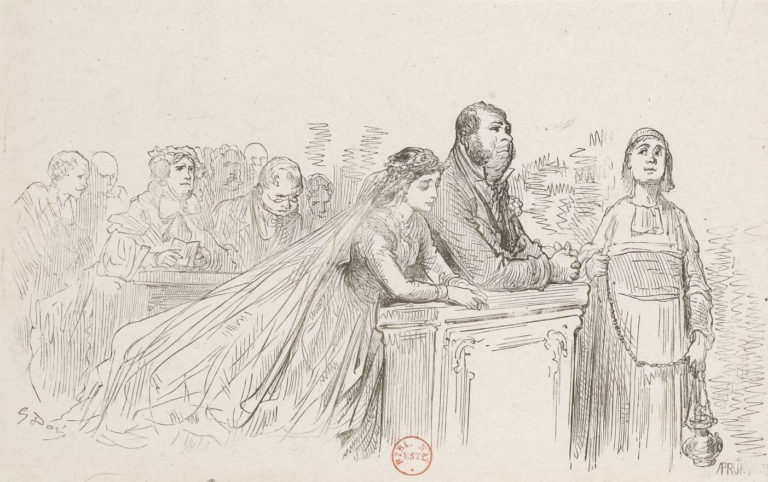 La Fille de Jean de La Fontaine dans Les Fables - Gravure de Gustave Doré - 1876