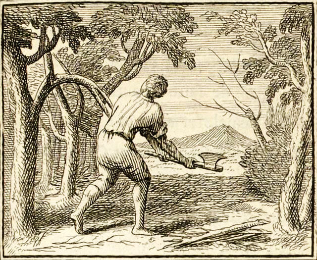 La Forêt et Le Bûcheron de Jean de La Fontaine dans Les Fables - Illustration de François Chauveau - 1688