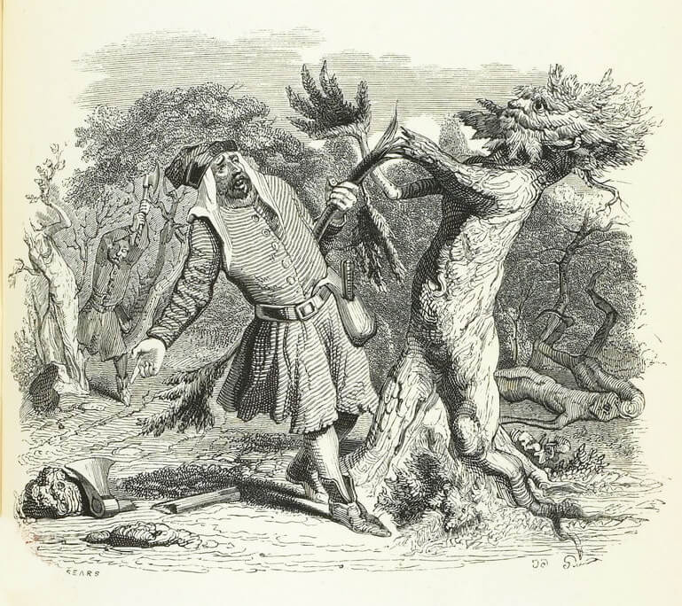 La Forêt et Le Bûcheron de Jean de La Fontaine dans Les Fables - Illustration de Grandville - 1840