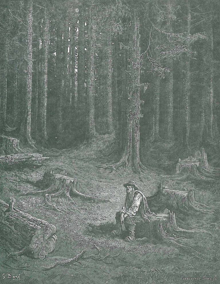 La Forêt et Le Bûcheron de Jean de La Fontaine dans Les Fables - Illustration de Gustave Doré - 1876